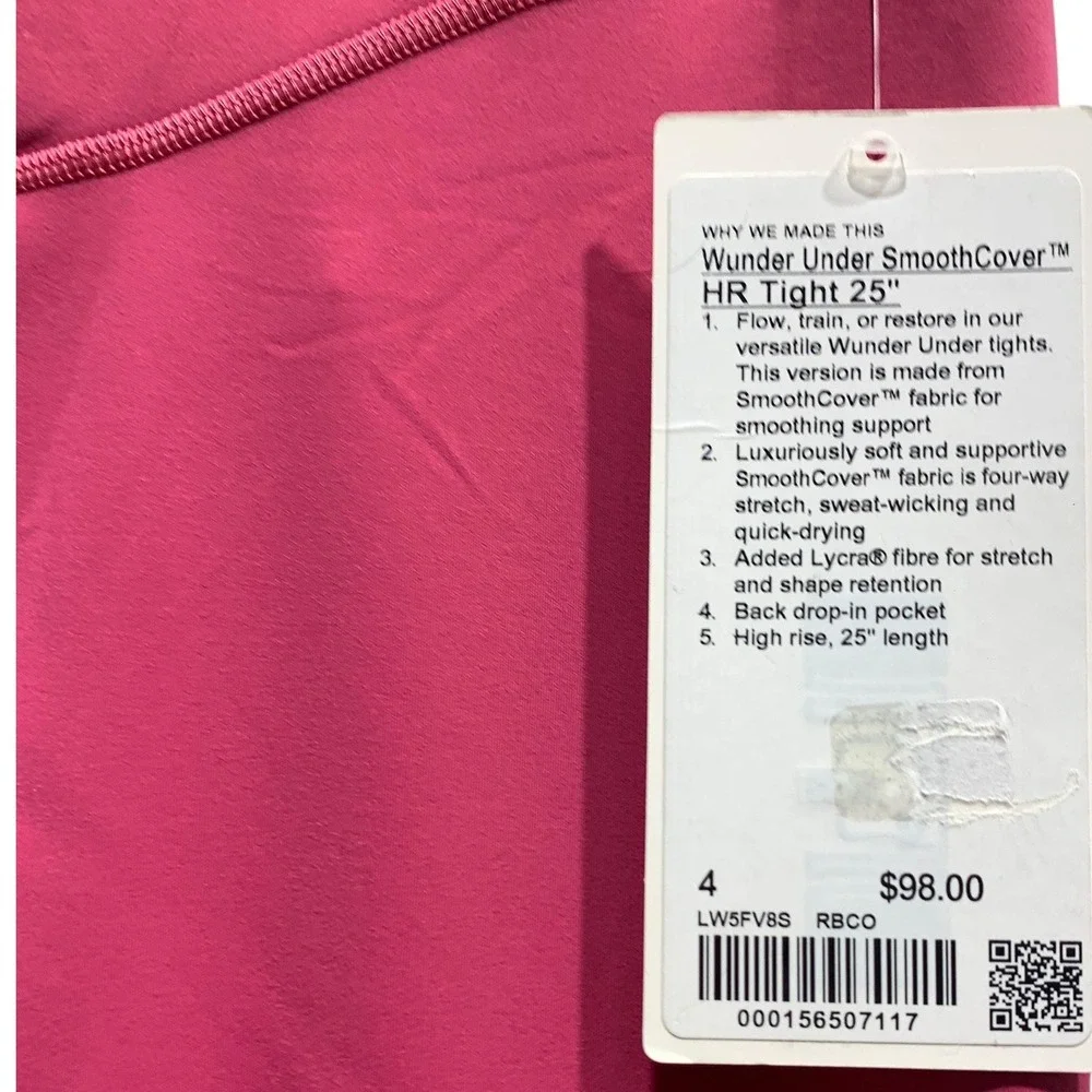 Lululemon Wunder Under SmoothCover HR‎ Tight 25 Rose Blush Pink LW5FV8S Size 4